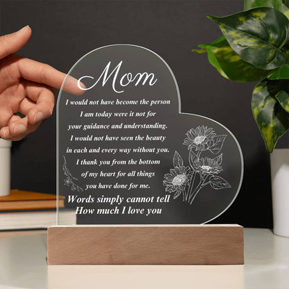 To My Mom |Heart Acrylic Plaque