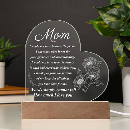 To My Mom |Heart Acrylic Plaque